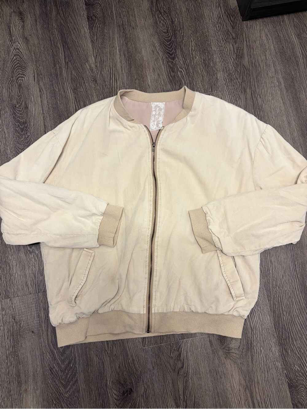 Sadie & Sage Neutral Cream Bomber Jacket